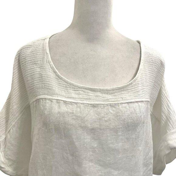 Lungo L’arno 100% Linen Tunic Short Sleeve Top White Blouse size 2X - Picture 2 of 7